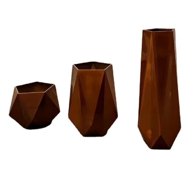 Round corten steel flower planter metal durable flower pot