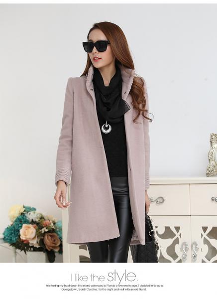 Quality fashion high collar ladies elegant pure cashmere coat for sale