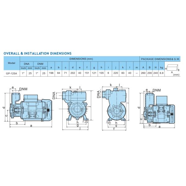 Self Priming Domestic Electric Water Pumps GP-200 0.32HP For Household Area