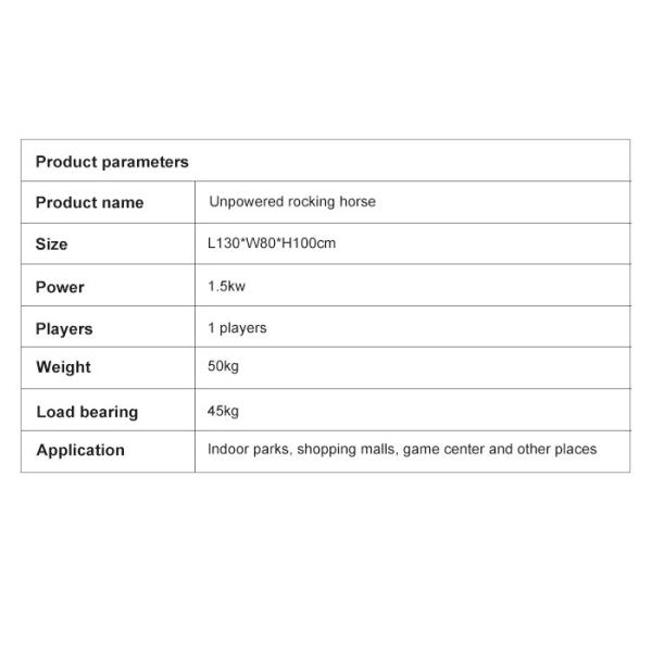 1.5Kw Amusement Park Rides Single Player Unpowered Rocking Horse Ride On Toy