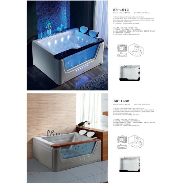 1700mm 66in Freestanding Jetted Bathtub Small Waterfall Spa Whirlpool