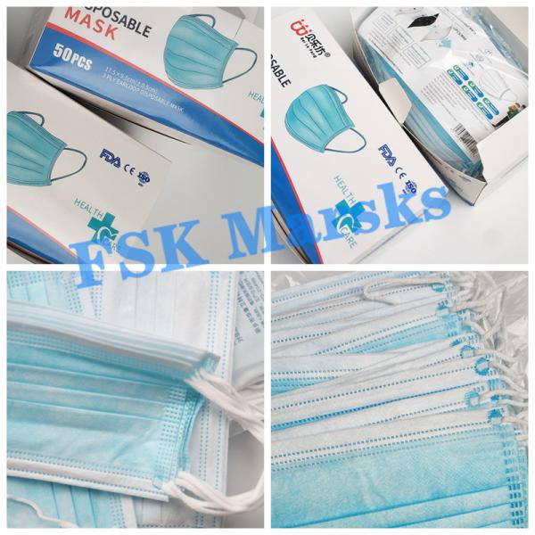 Non Reusable 3 Ply Disposable Face Mask Personal Protection Dustproof Anti Fog
