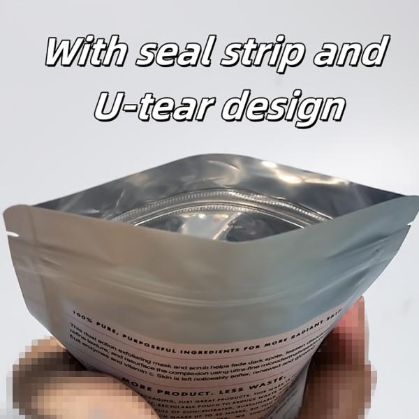 Eco - Friendly Stand Up Pouches For Skincare Products Packaging With Recyclable Materials And Customizable Branding logo.