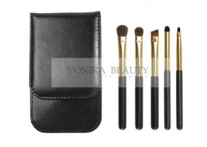 Cheap Basic Gift 5pcs Eye Makeup Brush Gift Set With Black PU Leather Makeup Brush Case wholesale
