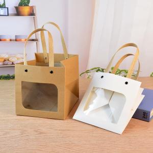 Square Handbag Cardboard Gift Packaging Box PVC Transparent Window