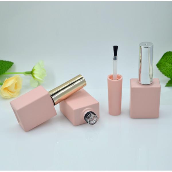 Square Dumb Nail Polish Bottle 10ml Pink Scrub Nail Oil Cover 10ml