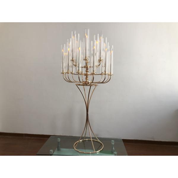 Luxury Wedding Decor Supplies Gold 17 Arms Candelabra Candle Holder Tall Crystal Candelabra Centerpieces