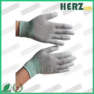 China Electronic Workshop ESD Safe Gloves , Anti Static Work Gloves PU Finger Tip Coating on sale