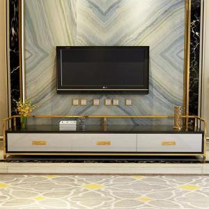 Cheap Modern Luxury Metal Frame TV Cabinet Multifunctional White Television Stan wholesale