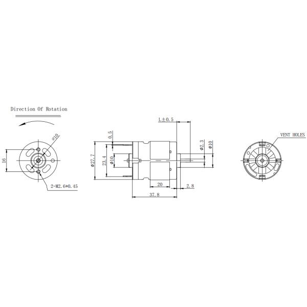 Knurled Shaft DC Motor 12V Mini RS-380 Permanent Magnet Brushless DC Motor