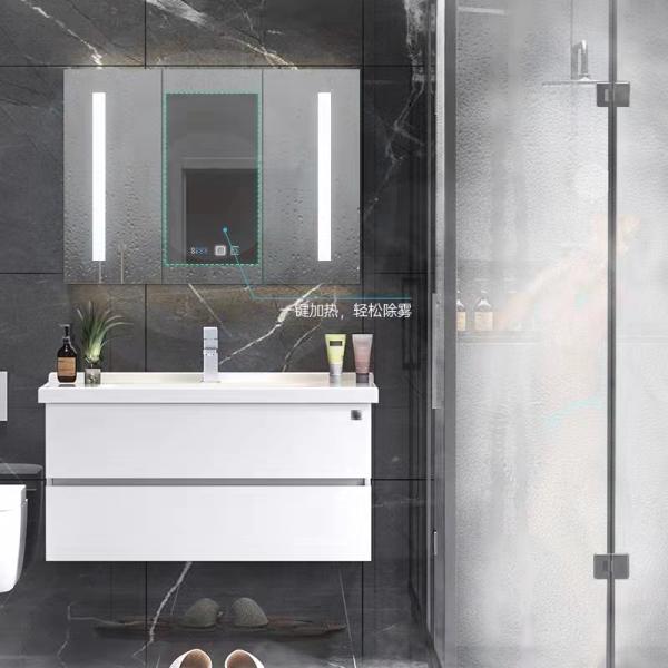 Under Mounting Wood Bath Vanity With Double Ceramic Sink 60 Inch