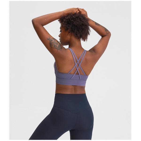 OEM Naked Feeling Medium Support Cross Back Womens Sports Bra Logo Printing