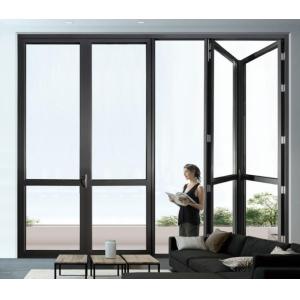 Cheap Soundproof Aluminium Folding Door Black Aluminium Bifold Doors wholesale