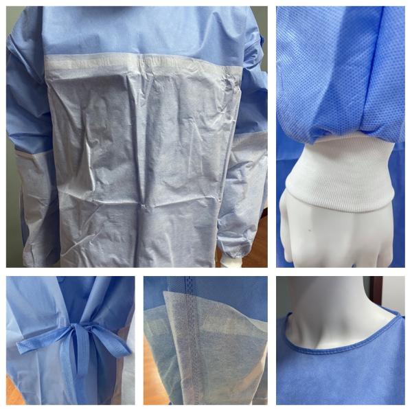 Disposable Reinforced Ultrasonic Sewing SMS Waterproof Uniform Long-sleeved Medical Clothing Non Woven Level 4 Surgical Gown CE
