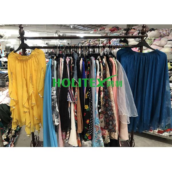 American style second hand clothes , used women's clothing , first grade ladies silk skirt