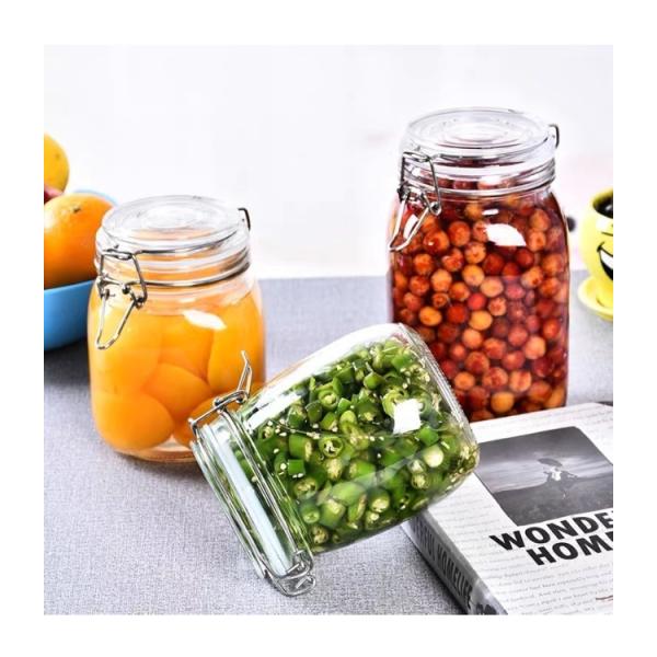 Stainless Steel Snap Airtight Glass Food Storage Canisters 700ml 500ml