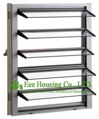 Hurricane-proof Aluminum Glass Louvered windows With Removable Screen,Jalousie