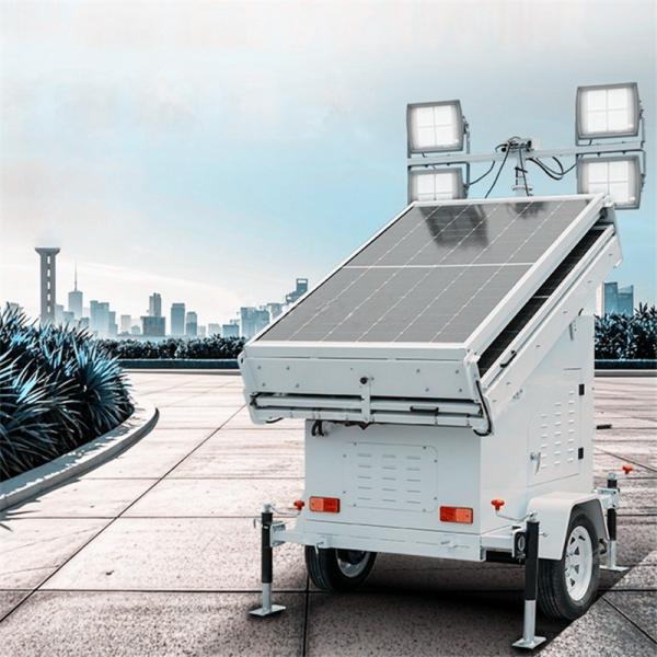 Portable Solar Light Tower Tilt 90° Electric Surveillance Light Tower Outdoor Light Tower