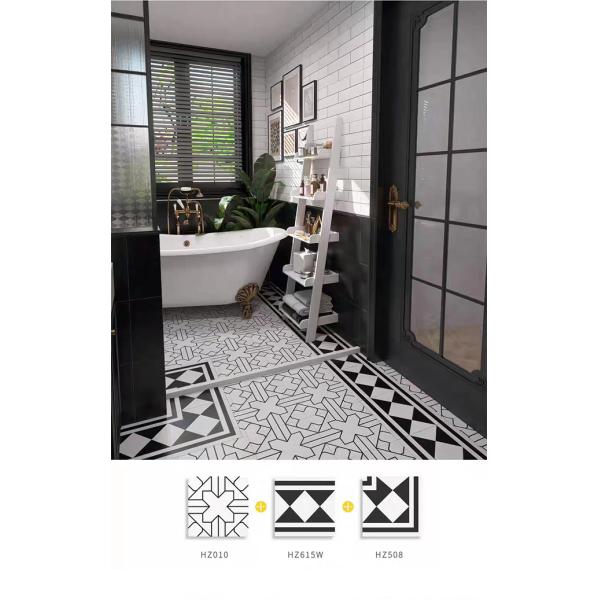 Nordic INS Style Black White Glazed Porcelain Tiles 300*300mm For Floor And Interior Wall