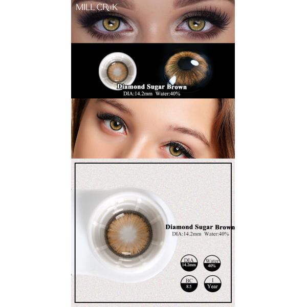 Custom Reusable Brown Colored Contacts Lenses Yearly For Blue Eyes