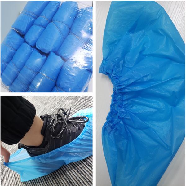Handmade CPE Blue Disposable Shoe Covers Anti Skid Medical Shoe Protectors