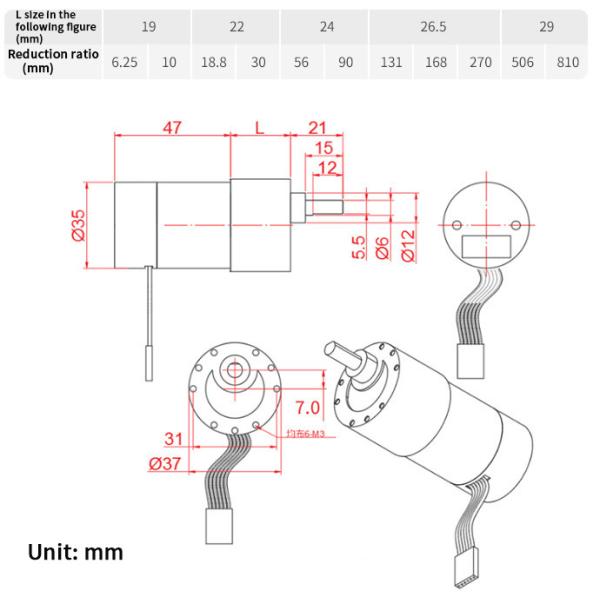 DC Brushed Permanent Magnet Reduction Motor JGB37-3530GB 1000RPM 24v Dc Motor High Torque Dc Motor With Encoder
