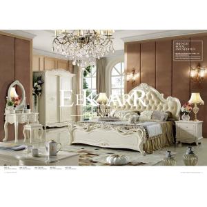 Cheap 2017 newest Classic French style wooden soft leather bed wholesale