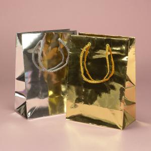 Cheap Gold / Metallic Paper Jewelry Gift Bags Biodegradable Paper European Totes wholesale