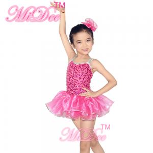 China Midee Kids Dance Clothes Coin Sequin Tutu Skirt Dress With Silver Sequins Edge on sale
