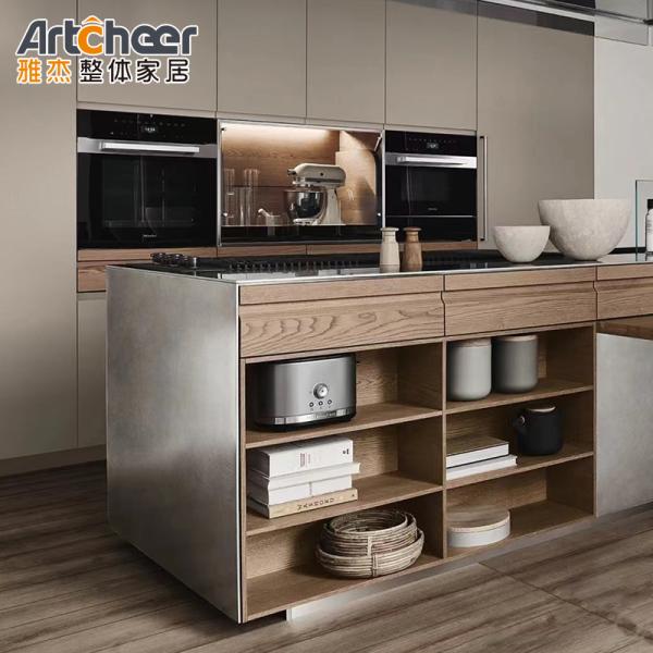 Base Cabinets Luxury Italian Design Modern Kitchen Cabinet Set Stone Top Wood Frame