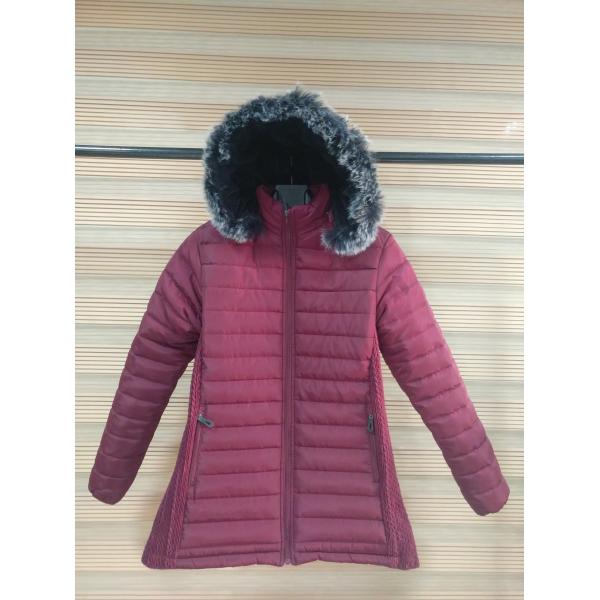 Windproof Ladies Light Padded Jacket , Metallic Womens Down Jacket Long Hoodies