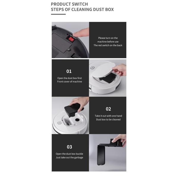 FCC Robot Vacuum For High Pile Carpet Outlet White Floor Mopping Robot