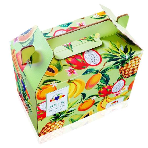 OEM ODM Logo Triple Wall Corrugated Boxes With Handle Fruit Packing