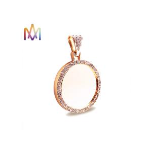 Cheap Round Photo Frame Diamond Pendant DIY Jewelry Charms wholesale