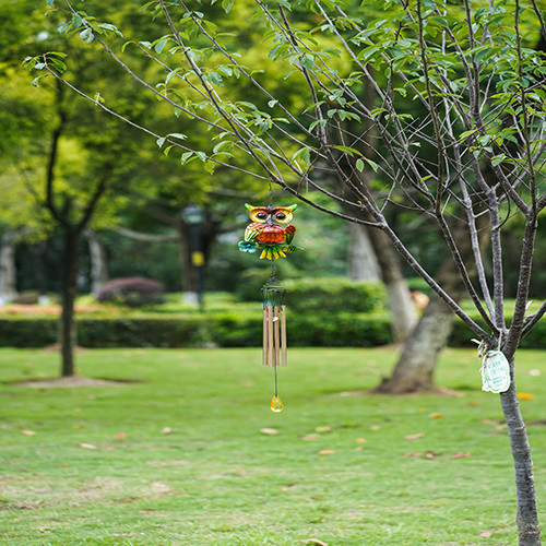 LED Solar Powered Wind Chime Multicolor Metal Solar Yard Ornaments