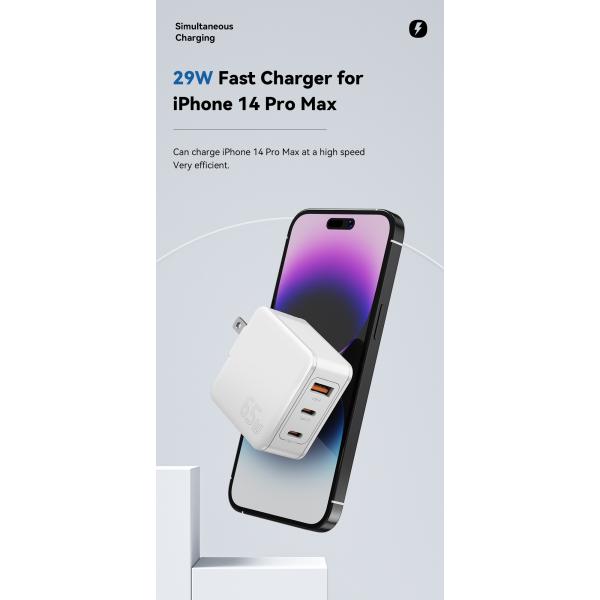 Travel USB C USB A Port PD Mobile Phone GaN Wall Charger Fast Small 65W 60W 45W 18W