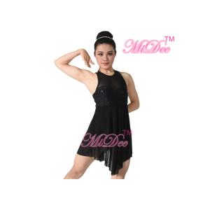 Sequin Tank Top Dance Competition Costumes , Leotard Under Mesh Skirt