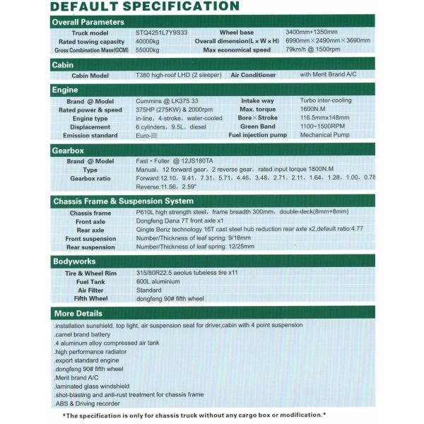 LHD/RHD Heavy Duty 375HP 6x4 off-road tractor truck for sale STQ4257L