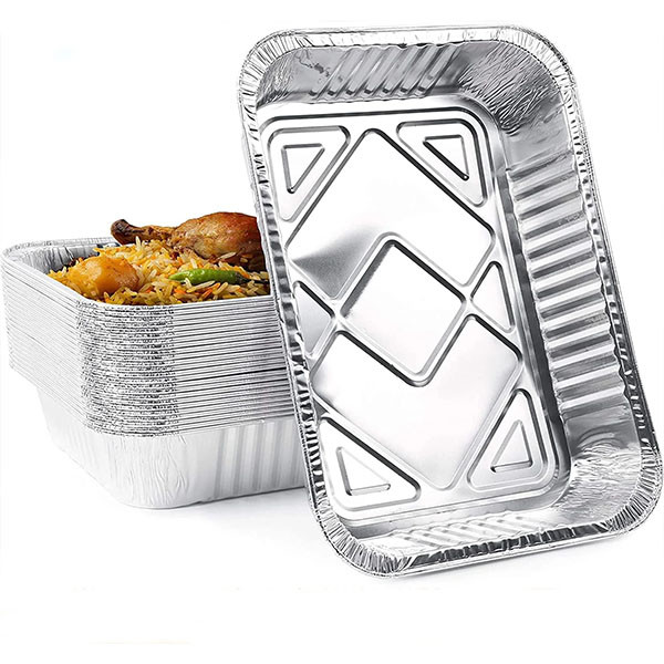 Rectangular Disposable Aluminum Foil Packing Box Pizza Pan Steam Table With Lid