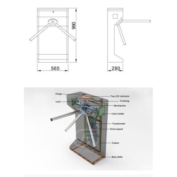 Fever Detection Ss304 Face Recognition Turnstile Gate RS485