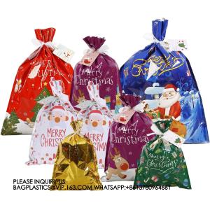 China Gift Bags,Assorted Size Christmas Gift Bags With Tags,Christmas Drawstring Gift Bags, Holiday Gift Wrapping Sack on sale