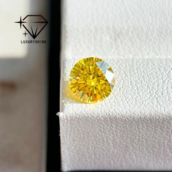 LuxuryShine VVS2/VS1 Lab Grown Diamond Fancy Vivid Yellow Rund Shape Loose Diamonds With IGI Certificate Customized jewelry