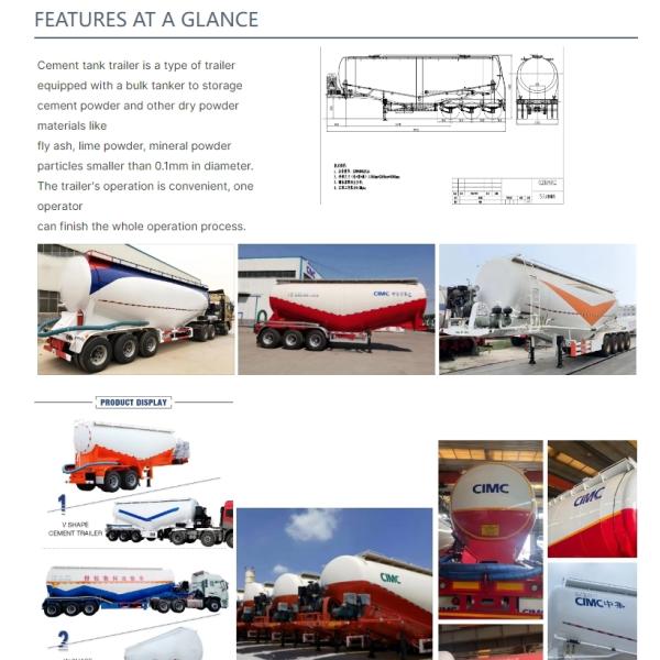 CIMC Latest Design Of High Strength Three Axis Cement Bulk Powder Tank Trailer
