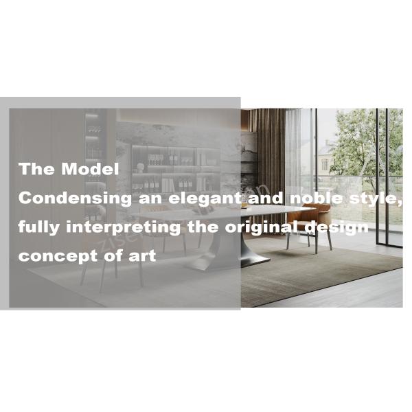 Pendulum Craft Ceramic Marble Dining Table Graceful Metal Pedestal