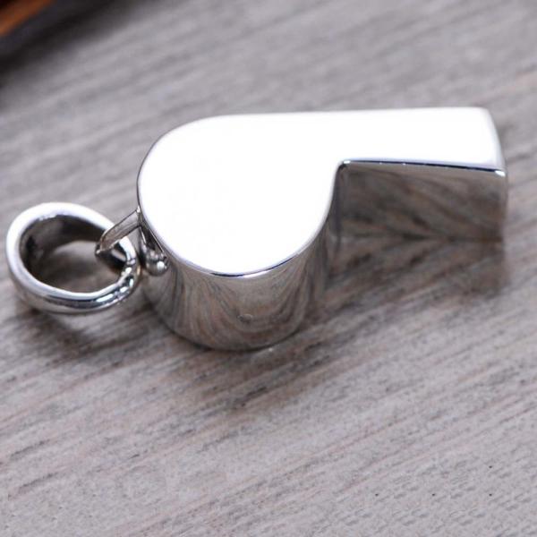 Women Men Necklace Sterling Silver Skeleton Whistle Charm Pendant Wheat Chain (N808061)