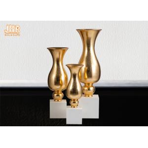 Buy cheap Glossy Gold Fiberglass Decorative Planters Trumpet Shape from wholesalers