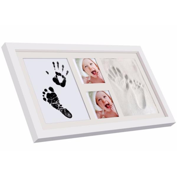 Wooden Baby Hand and Footprint Photo Frame Souvenir With Ink Pad