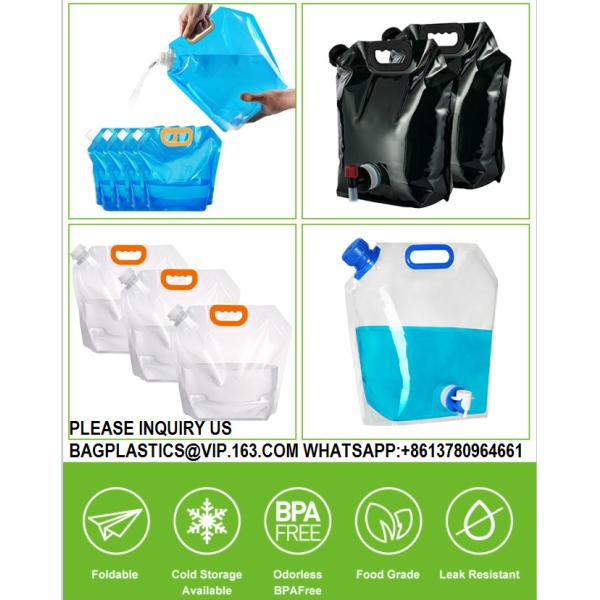Wholesale Portable 5L 10L Water Bag With Dispenser Valve Stand Up Plastic Spout Pouch Camping Outdoor Water Bag