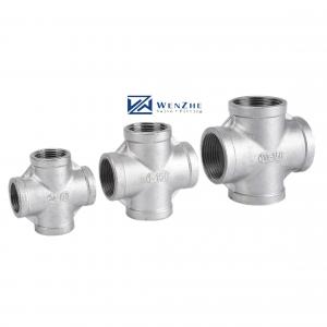 Cheap Stainless Steel 304 201 316 Pipe Fitting Female Thread Cross 4 Way Cross NPT BSPT BSPP Casting wholesale