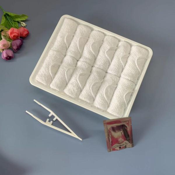 Single Use plain woven Airline Small Hand Towel With Antibacterial Sachet